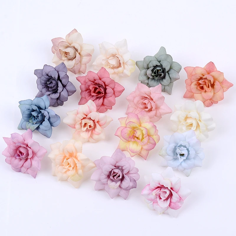50 шт./лот 4 5 см мини роза искусственный цветок голова свадьба украшение для