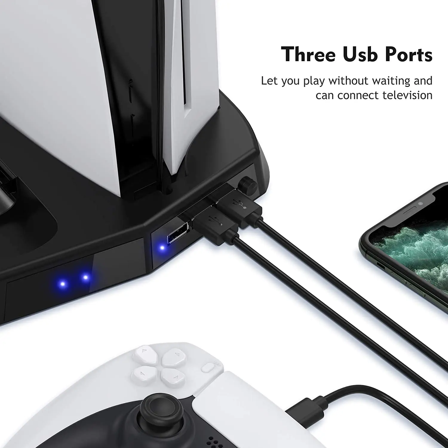Вертикальная подставка для вентилятора PS5 цифровая версия с 14 игровыми слотами и