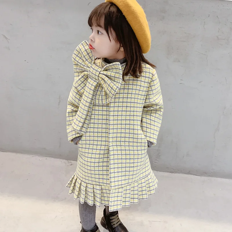 

autumn winter cotton padded princess dress kids clothes toddler baby girls outfits big bowknot plaids mermaid dresses 3 to 8 yrs