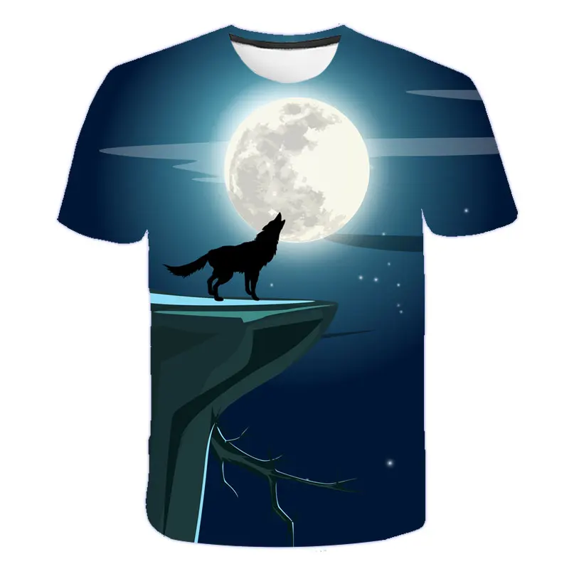 

4-14T children clothes Tops Boy Girl 3D Printed Animal Tiger t shirt Short Sleeve kid clothes Casual polyester Tops