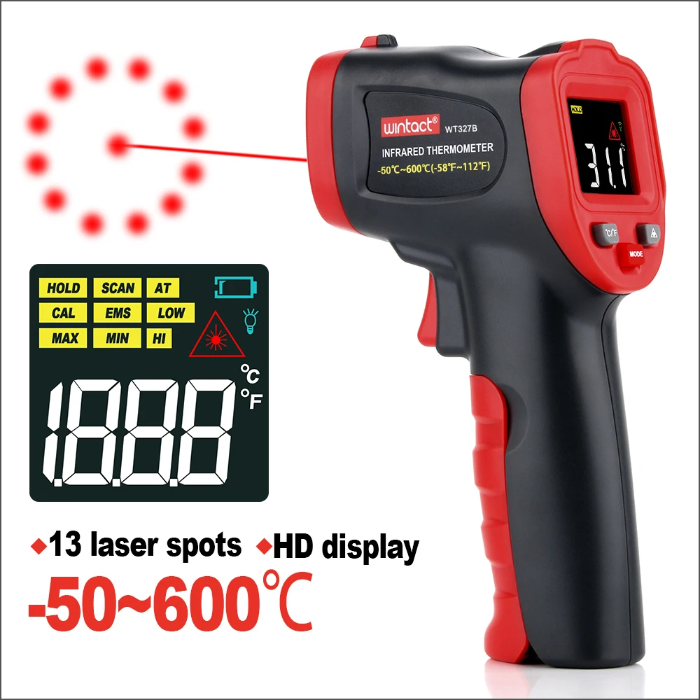 

RZ Non-Contact Infrared Thermometer Temperature Meter Gun 0-600C Handheld Digital Industrial Outdoor Laser Pyrometer Thermometer