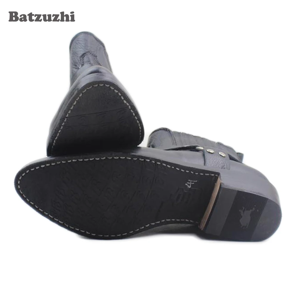 Botas Hombre ковбойские мужские ботинки с острым носком из натуральной кожи черные