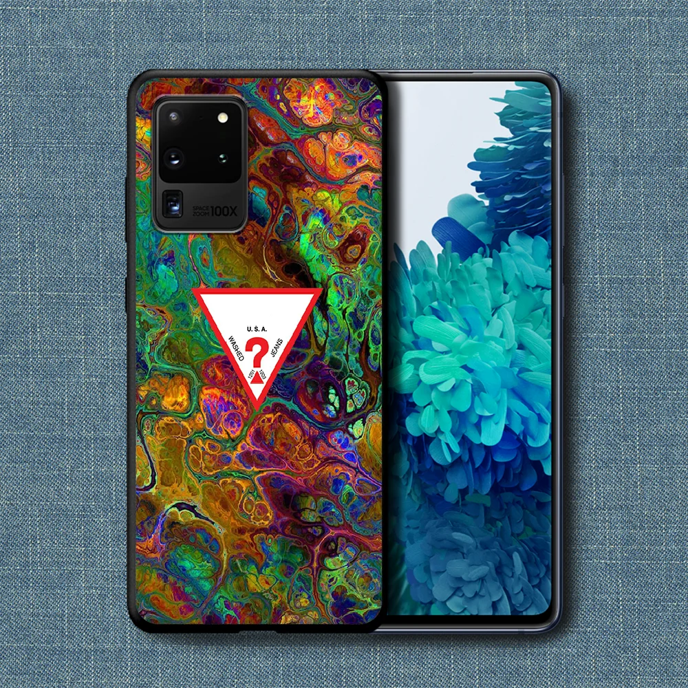 

Guess Trendy Brand Phone Case For Samsung Galaxy Note S 8 9 10 20 Plus E Lite Uitra black Waterproof Tpu Back Silicone Shell