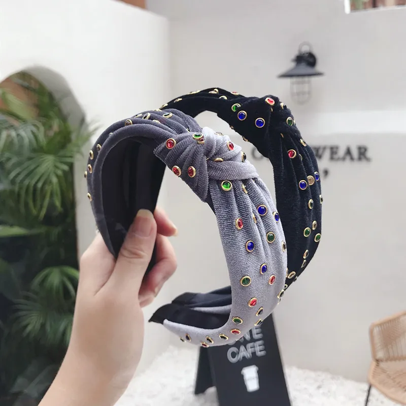 

Повязка на голову женская, бархатная, разноцветная, винтажная, 2019
