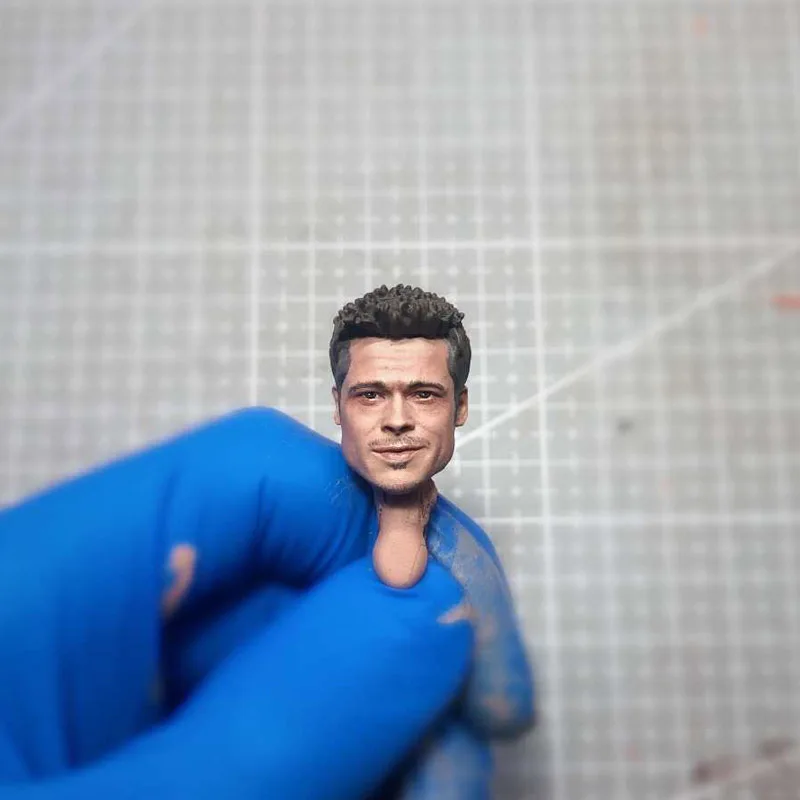

1/12 Scale Brad Pitt Head Sculpt Fight Club Male Soldier Head Played for 6in Action Figure Toy