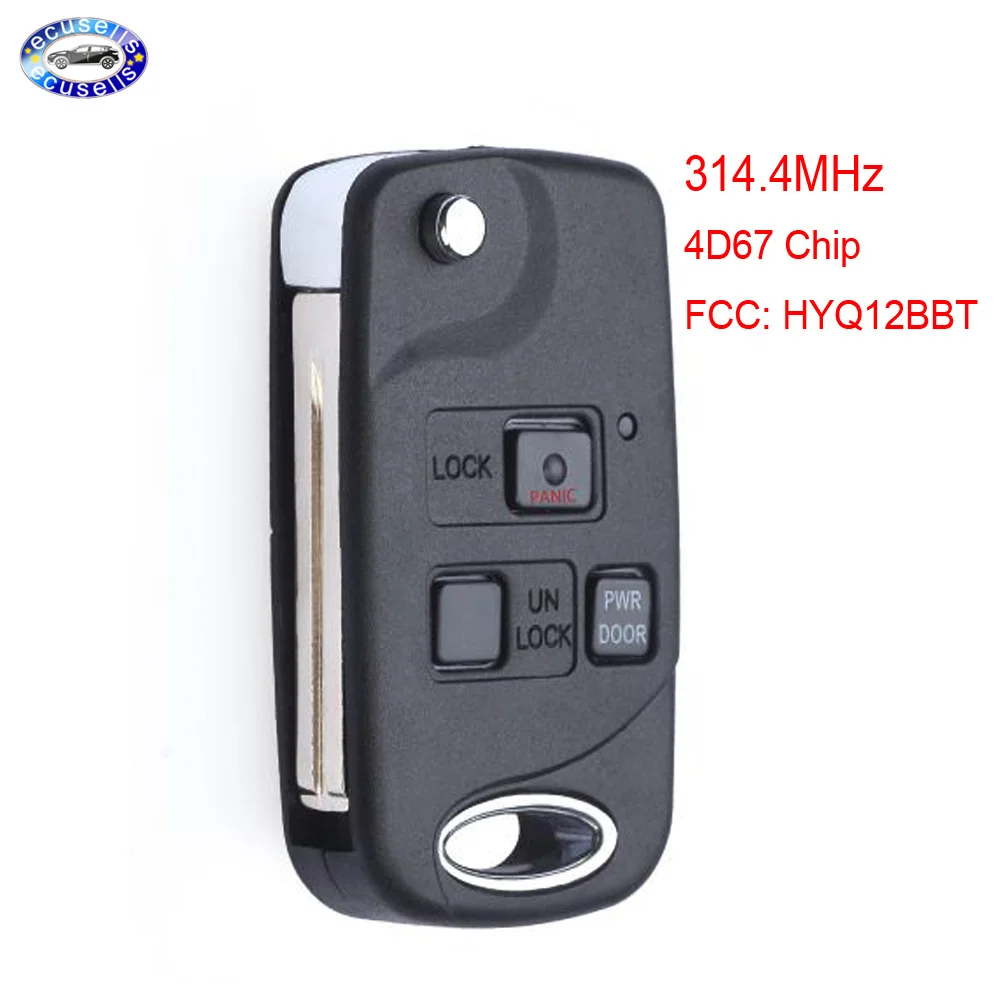 3 кнопки складной удаленное брелок 4D67 чип для Lexus EX330 RX330 2004 2005 2006 2007 -FCC аддитивного