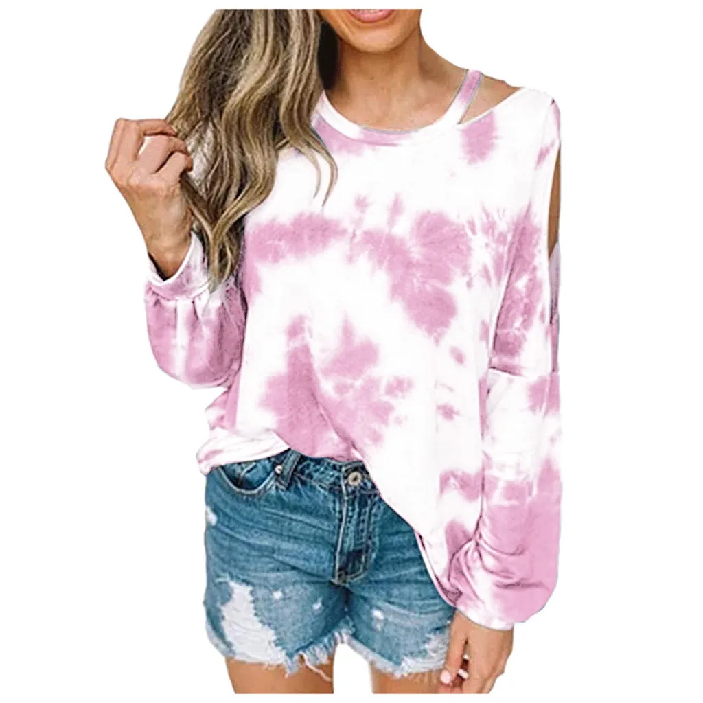 Толстовка Женская с принтом Tie Dye повседневный Свободный пуловер передним