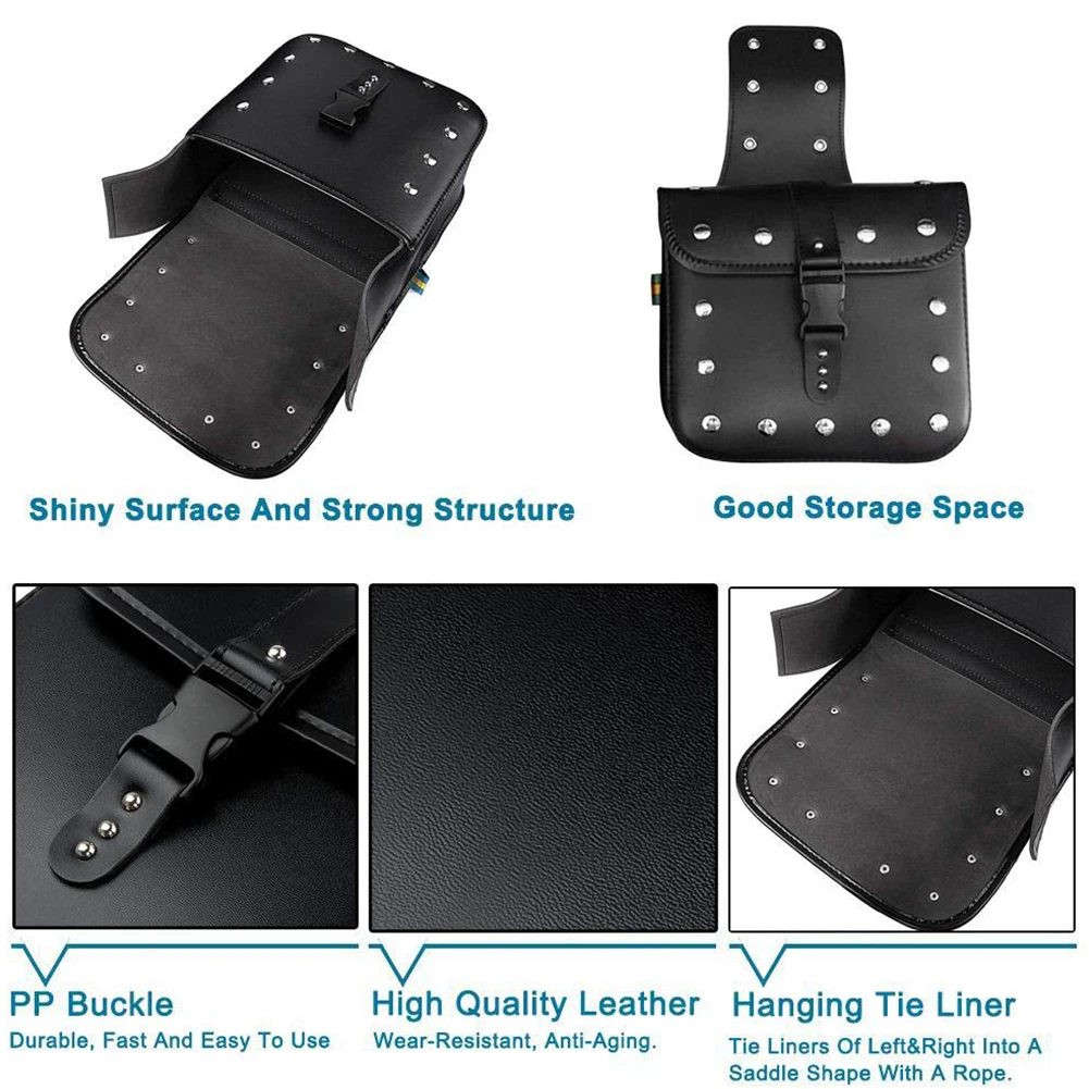 

2pcs Universal Storage Motorcycle Bag Sunglasses Tool Holder Gloves Side Pouches PU Leather Waterproof Hairbrush Quick Install