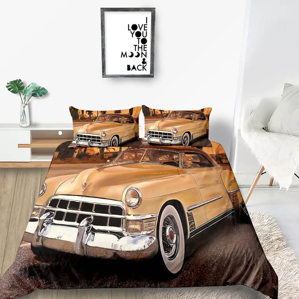 

Vintage Bedding Set Classic Car Fashionable Elegant 3D Duvet Cover Queen King Twin Full Single Double Comfortable Bed Set