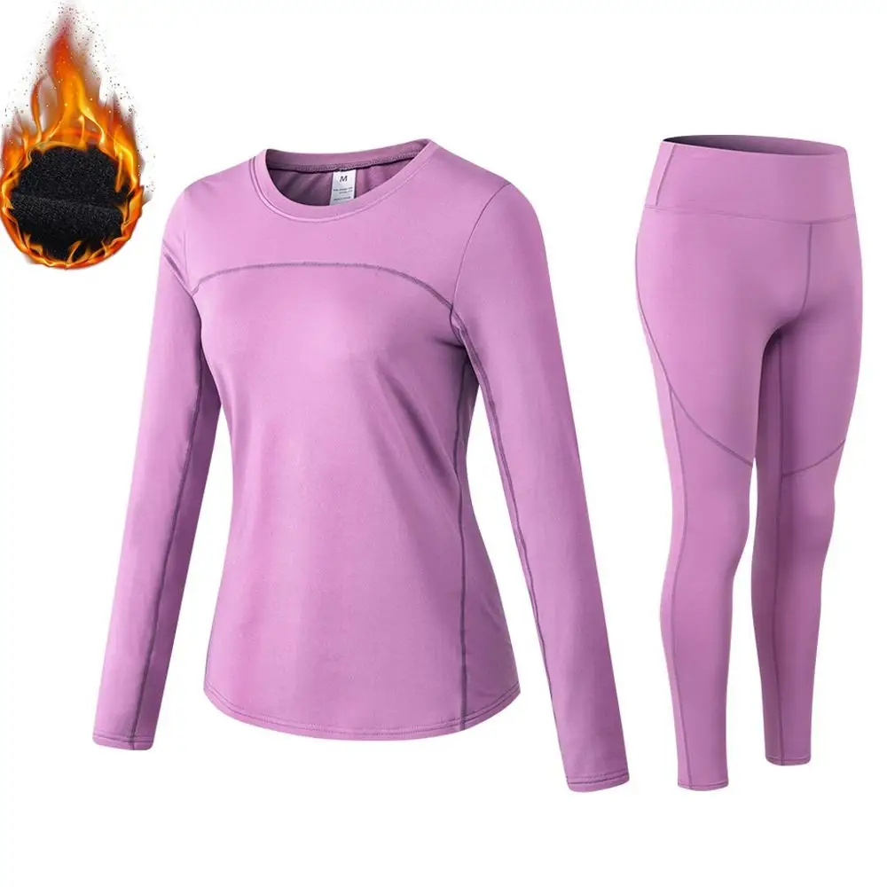 

Thermal underwear for women long johns fleece winter elastic sports sets