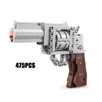 modern military weapon gun building block revolver pistol assemable model with shooting bullet bricks toys collection