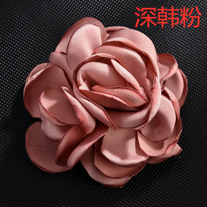 Dark pink Корейский большой тканевый цветок розы броши ювелирные изделия Ткань Искусство орсаж Нагрудный значок рубашка воротник Подарки для женщин аксессуары 8 см - Окраска металла: Dark pink