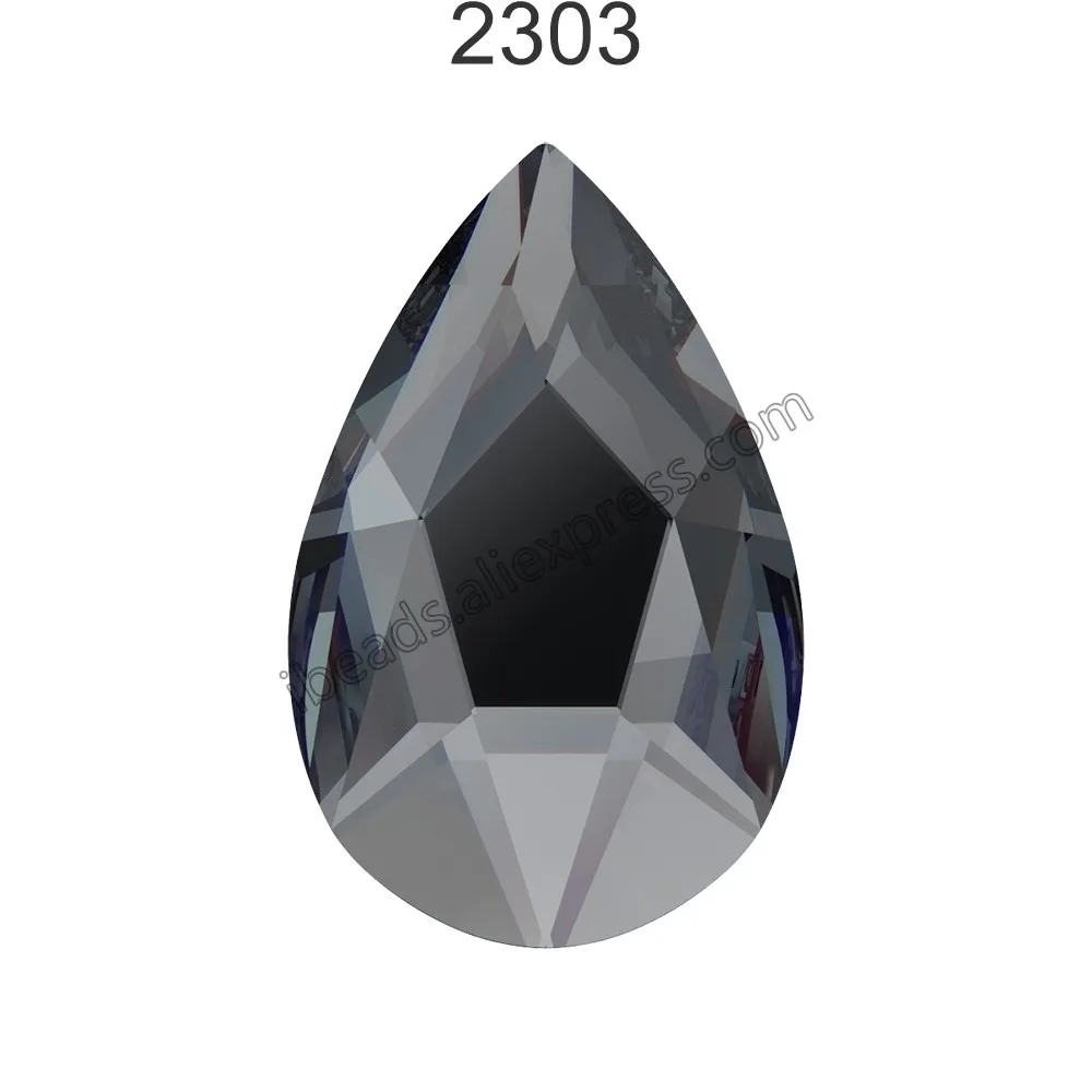 Оригинальные кристаллы Swarovski 2303 груша с плоской задней частью без горячей фиксации Стразы для дизайна ногтей DIY украшения одежды - Цвет: Graphite 253 F