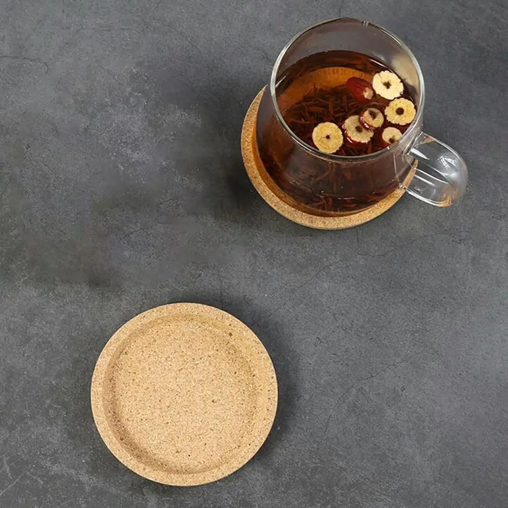 

2Pcs Placemats Rustic Heat Insulation Wood Round Cork Coasters for Home