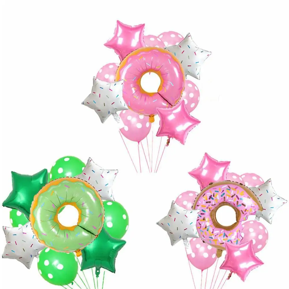 

10pcs/set Donut Latex Balloons Combination Baby Birthday Party Decorations Five-pointed Star Wave Dot Latex Balloon Candy Set