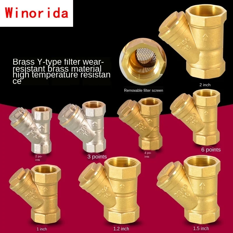 

1/4IN 3/8IN 1/2IN 3/4IN Y Filter Water Pump Water Meter HVAC Water Pipe Copper Fittings 1 / 1.2 / 1.5 / 2 Inch