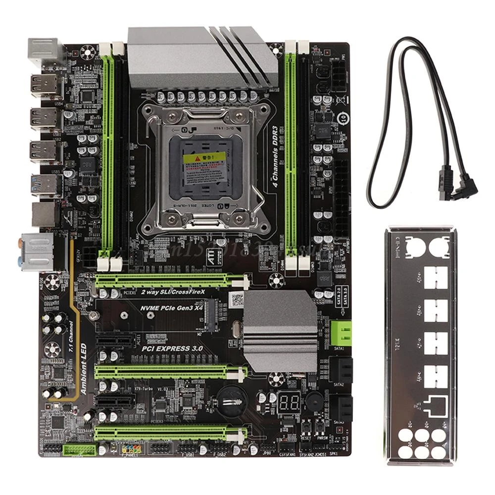 Günstig X79 Turbo Moederbord LGA2011 ATX SATA3 PCI-E NVME M.2 SSD Ondersteuning REG ECC Geheugen En Xeon E5 Prozessor