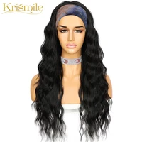 krismile long black 1b curl headband wig daily party travel holidays no gel glueless wig for women make up with 2 free bands