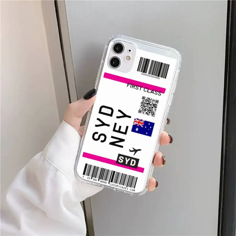 

Air ticket fashion Phone Case Transparent for iPhone 11 12 mini pro XS MAX 8 7 6 6S Plus X 5S SE 2020 XR