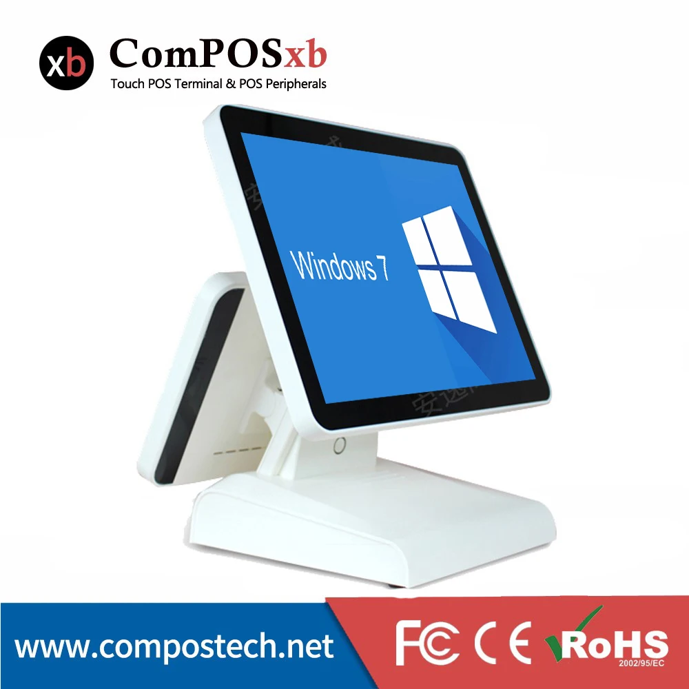15-дюймовый pos программный двойной монитор дешевый розничный все в одном