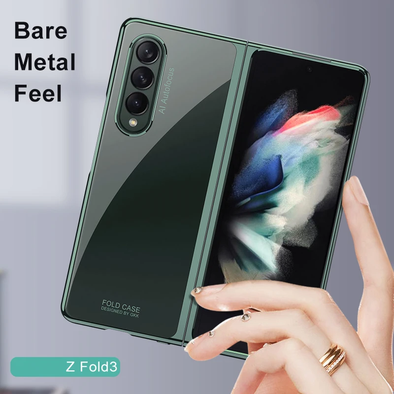 

Luxury Plating PC Clear Phone Case for Samsung Galaxy Z Fold3 W22 5G Fold 3 2 Fold2 Anti-knock Back Cover Capa