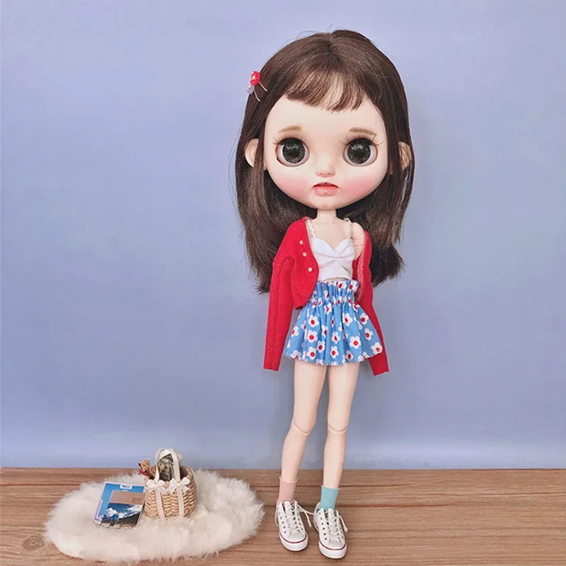 Джинсовая юбка Blyth BJD Azone кардиган 1/6 Одежда для кукол (подходит Ob24 ICY jerfish