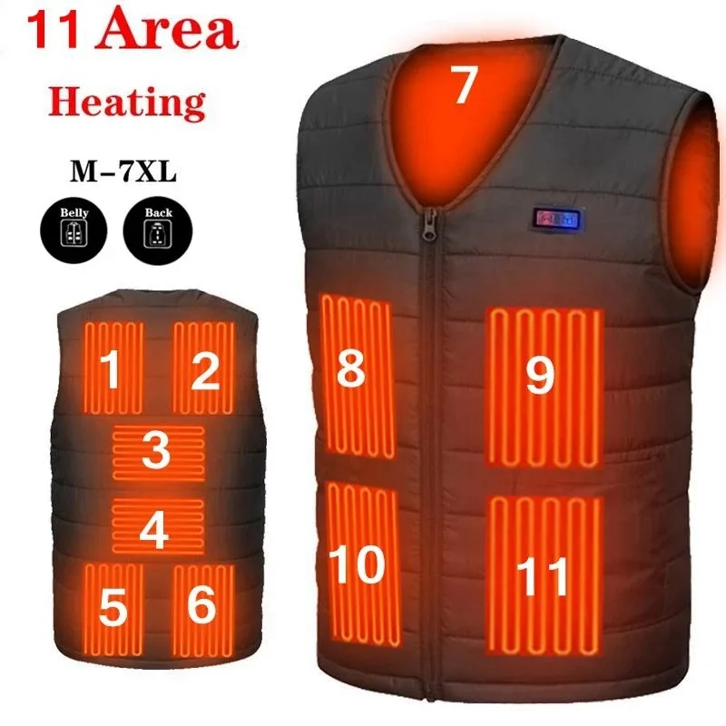 11 Zone Winter USB Heating Vest Smart Heating Cotton Vest Infrared Electr Skating Ski SportWaistcoat Jackets Men Warm Vest Women