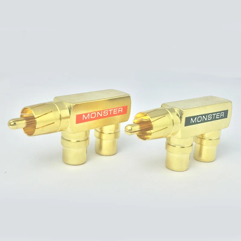 10pcs/lot RCA Connector Splitter 1xRCA Male Plug to 2xRCA Female Jack Adapter Gold Plated Audio Coupler Converter | Обустройство дома