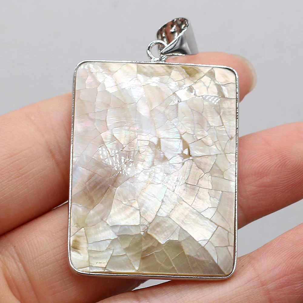 

Модная прямоугольная Подвеска из натуральной пресноводной ракушки, подвеска для изготовления ожерелий своими руками, подарки для мужчин и ...
