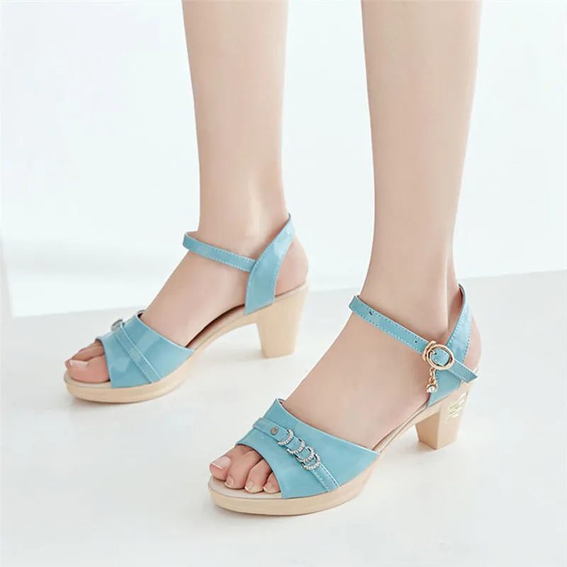 

TIMETANGPromotion cowhide patent sandals summer women sandals 2020 new fish mouth summer fashion sandals high heel sandals