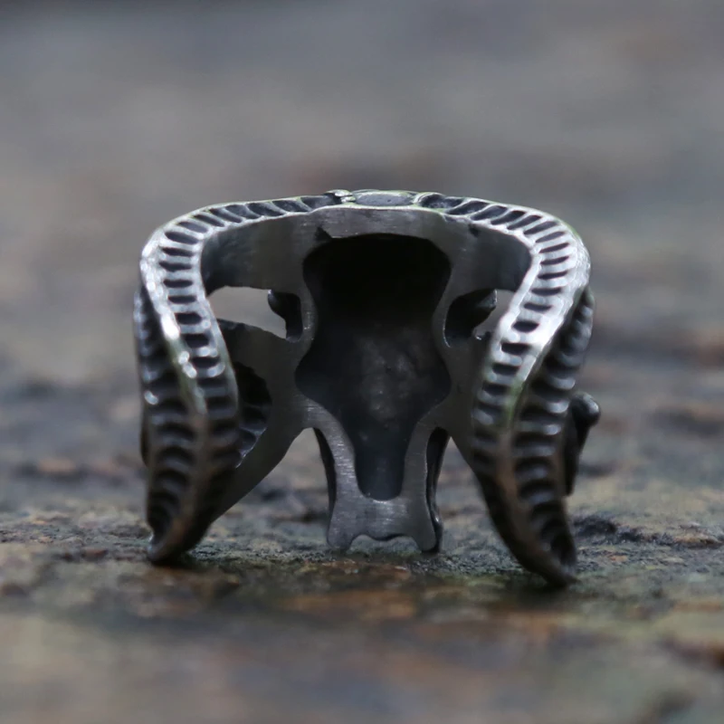 Domineering Retro Stainless Steel Satan Baphomet Goat Ring Cool Motorcycle Biker Adjustable Opening Men Animal Jewelry | Украшения и