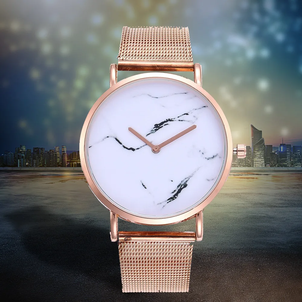 Простые Модные женские часы кварцевые розовое золото черные наручные из