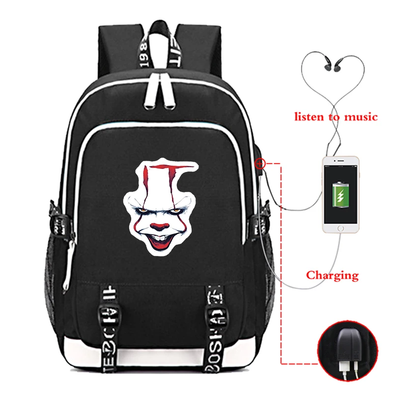 Mochila Mujer его из фильма ужасов рюкзак "Клоун" Для мужчин USB зарядка ноутбука