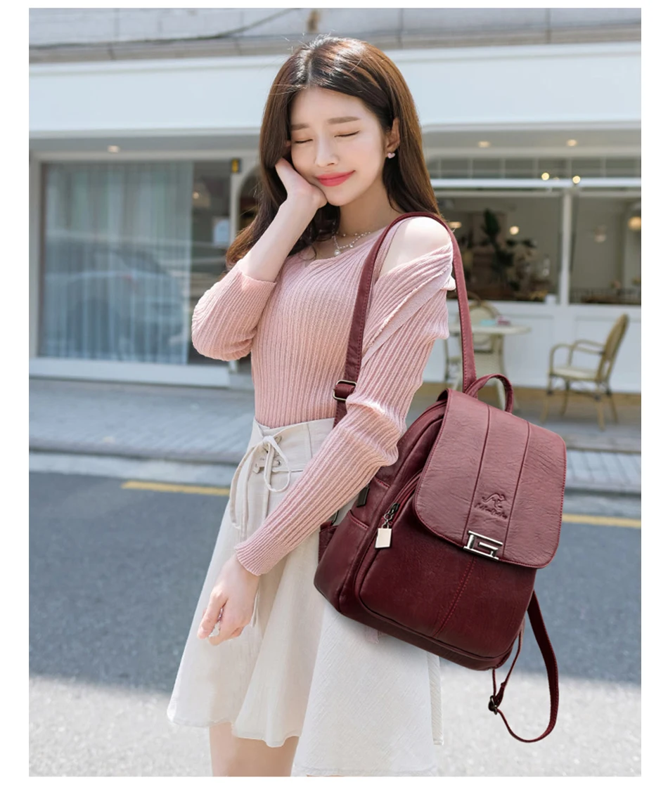 High Quality Leather Backpack Woman New Arrival Fashion Female Backpack String Bags Large Capacity School Bag Mochila Feminina