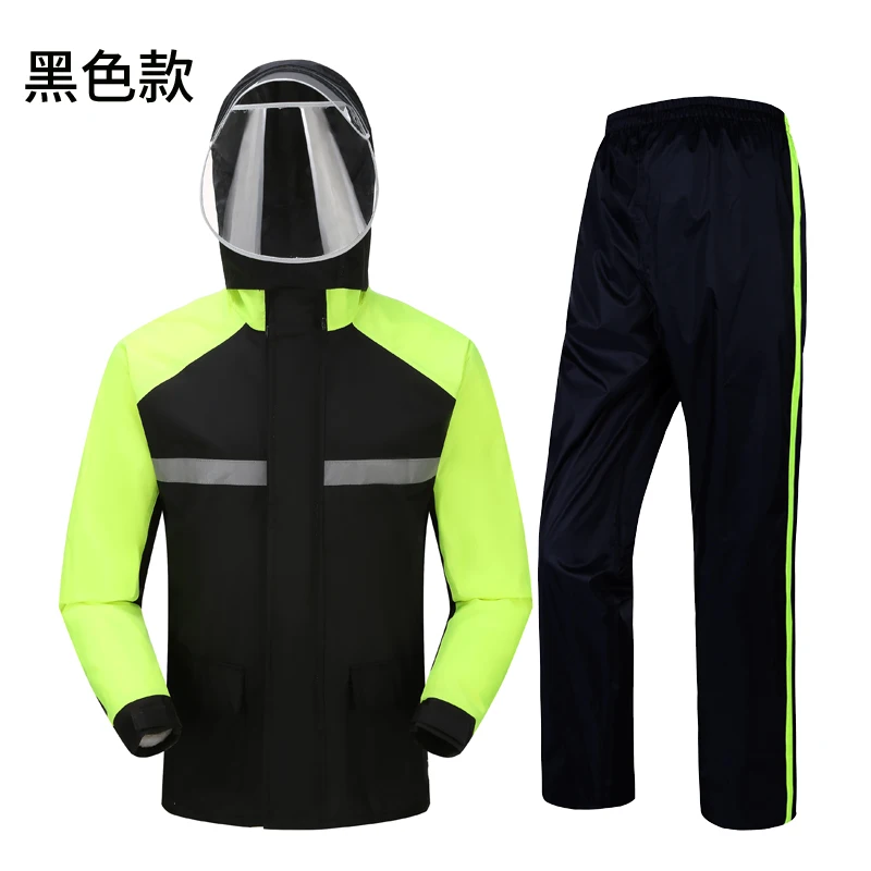 

Motorcycle Men Raincoats Set Hooded Waterproof Hiking Impermeable Adult Raincoats Set Portable Travel Outdoor Rain Gear MM60YY