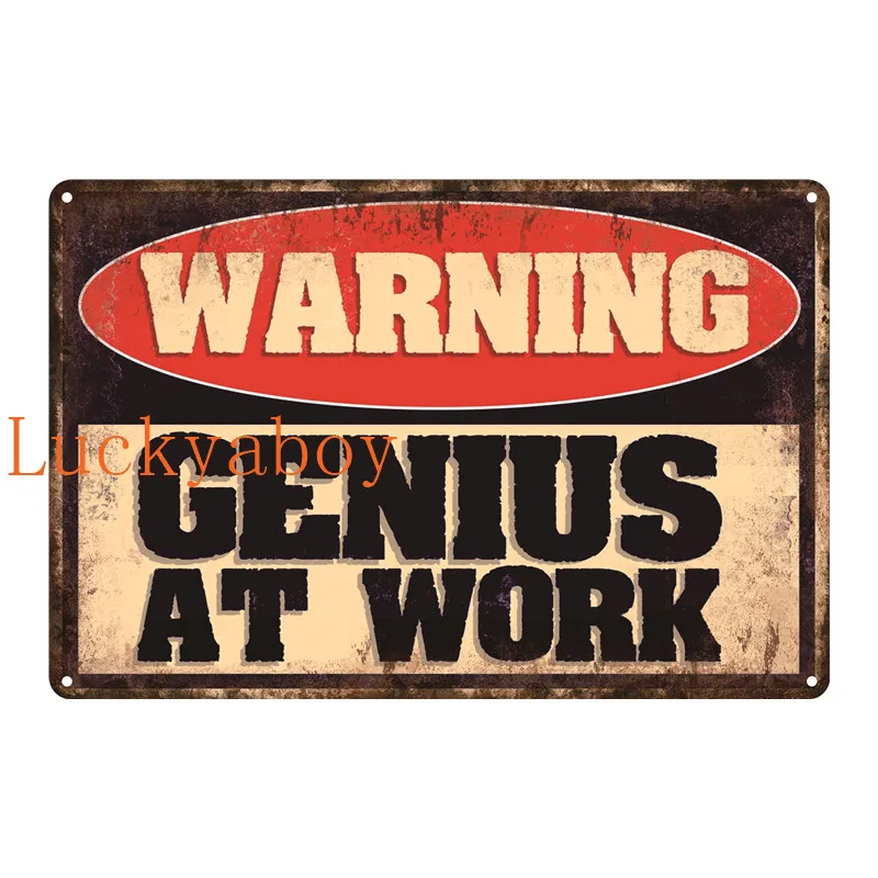 

Warning Slogan Genius at Work No Fart Zone Dog Retro Metal Signs Home Decor Vintage Tin Signs Home Bar Pub Bar