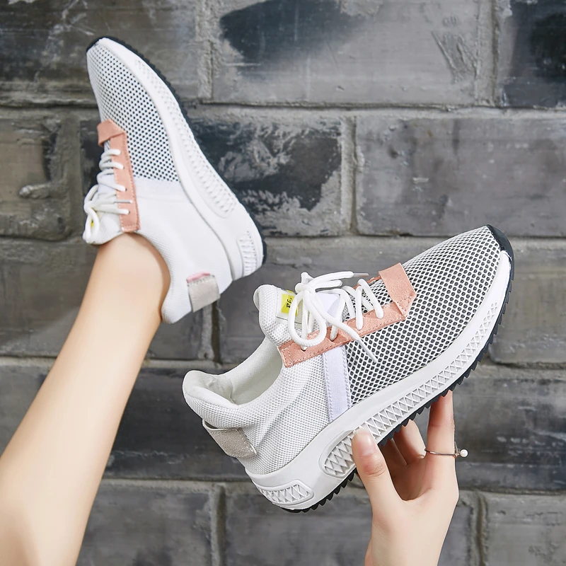 Женские кроссовки увеличивающие рост 4 см дышащая сетчатая женская обувь для