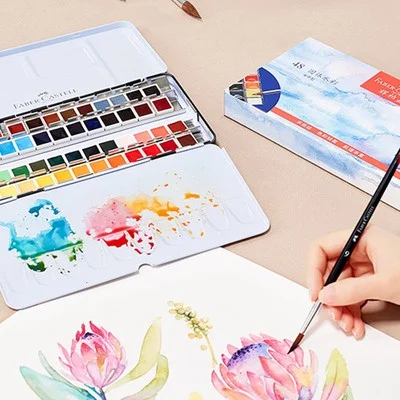 Faber-Castell сплошной набор акварельных красок акварельные пигменты коробка олова