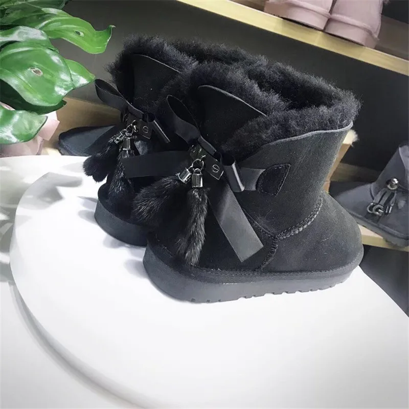Одежда высшего качества Женские зимние ботинки из натуральной овечьей 2020
