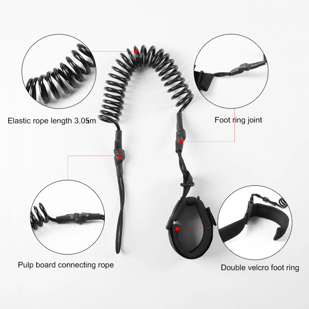 Coil Surfboard Leash Telescopic Rope Surfing Stand Up Paddle Safety Board TPU SupBoard Knee Foot Strip | Спорт и развлечения
