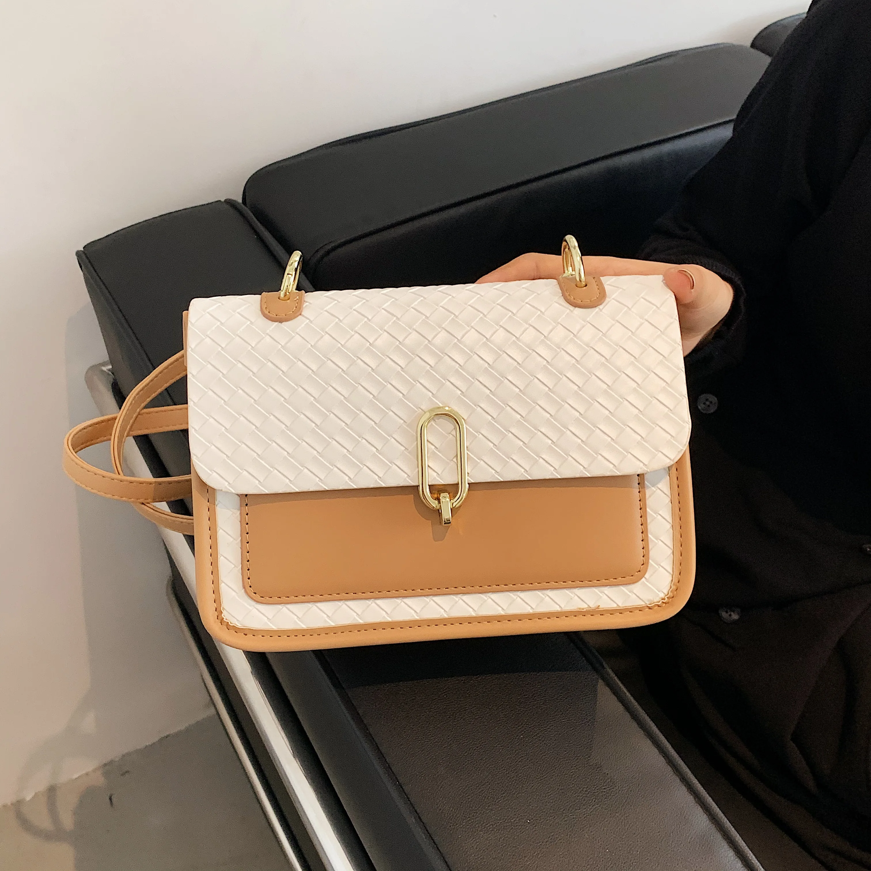 

Fashion Women Shoulder Handbag High Quality PU Leather Handbags Knitting Crossbody Bag Tote Messenger Bags Purses