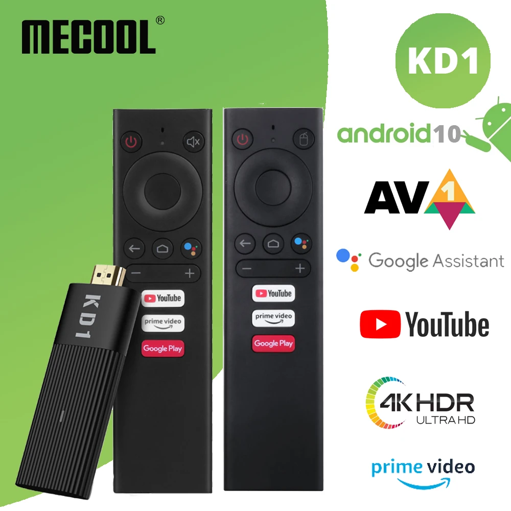ТВ-брелок Mecool KD1 с 4K S905Y2 Android 10 2 ГБ 16 Голос 1080P 60pfs 4G/5G Wi-Fi BT4.2 сертификаты Google для Netflix