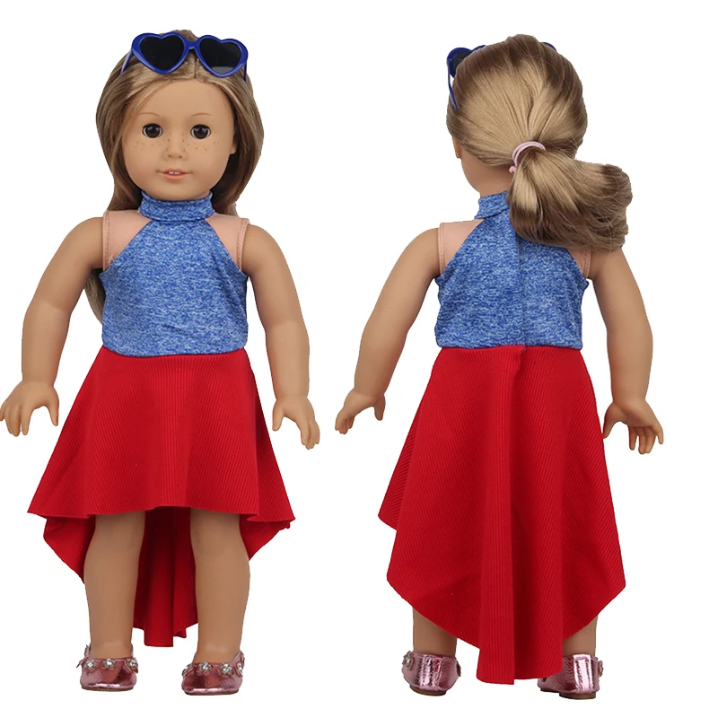 

Аксессуары для кукол, 18 дюймов, 43 см, цельнокроеное платье принцессы красного цвета, подарок на день рождения, 2021