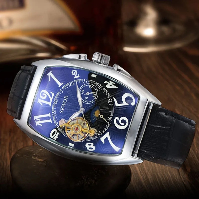 Модные деловые механические часы tourbillon мужские в европейском и американском