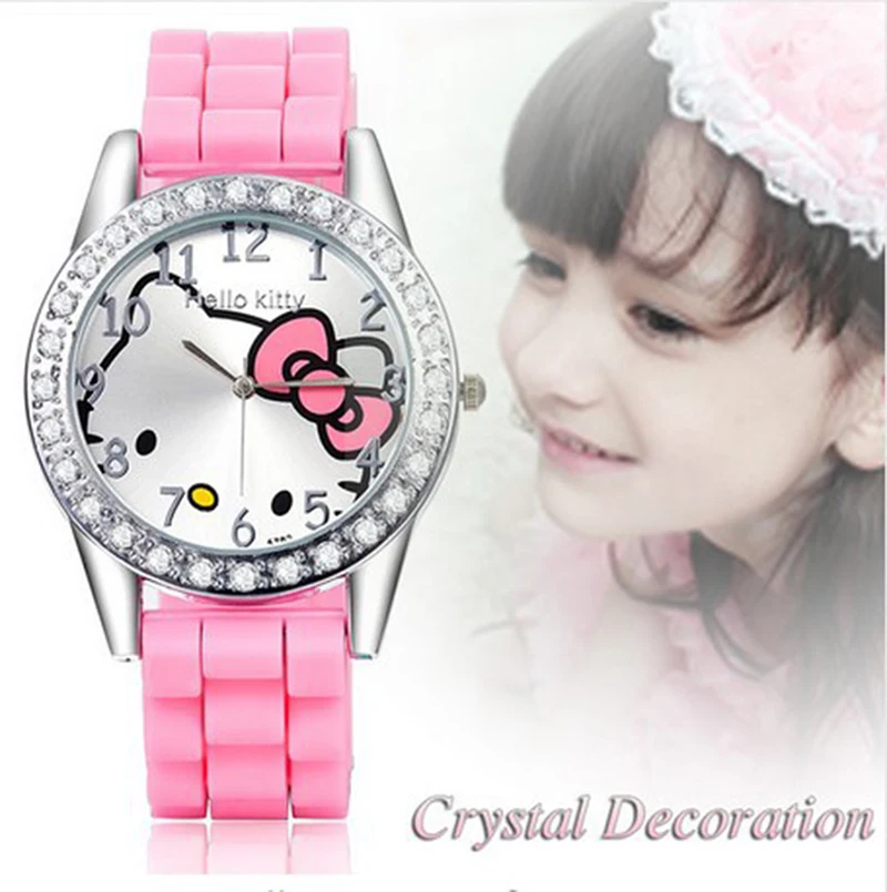 2019 корейские модные милые Креативные Часы с мультяшным котом Китти силиконовые