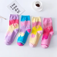 dunk gradient cream socks aj1 men and women summer trend breathable thin sports harajuku cotton printing fashion sneakers socks