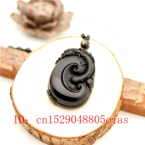 Натуральный Черный Дракон из обсидиана Ruyi кулон бусы ожерелье модное очарование