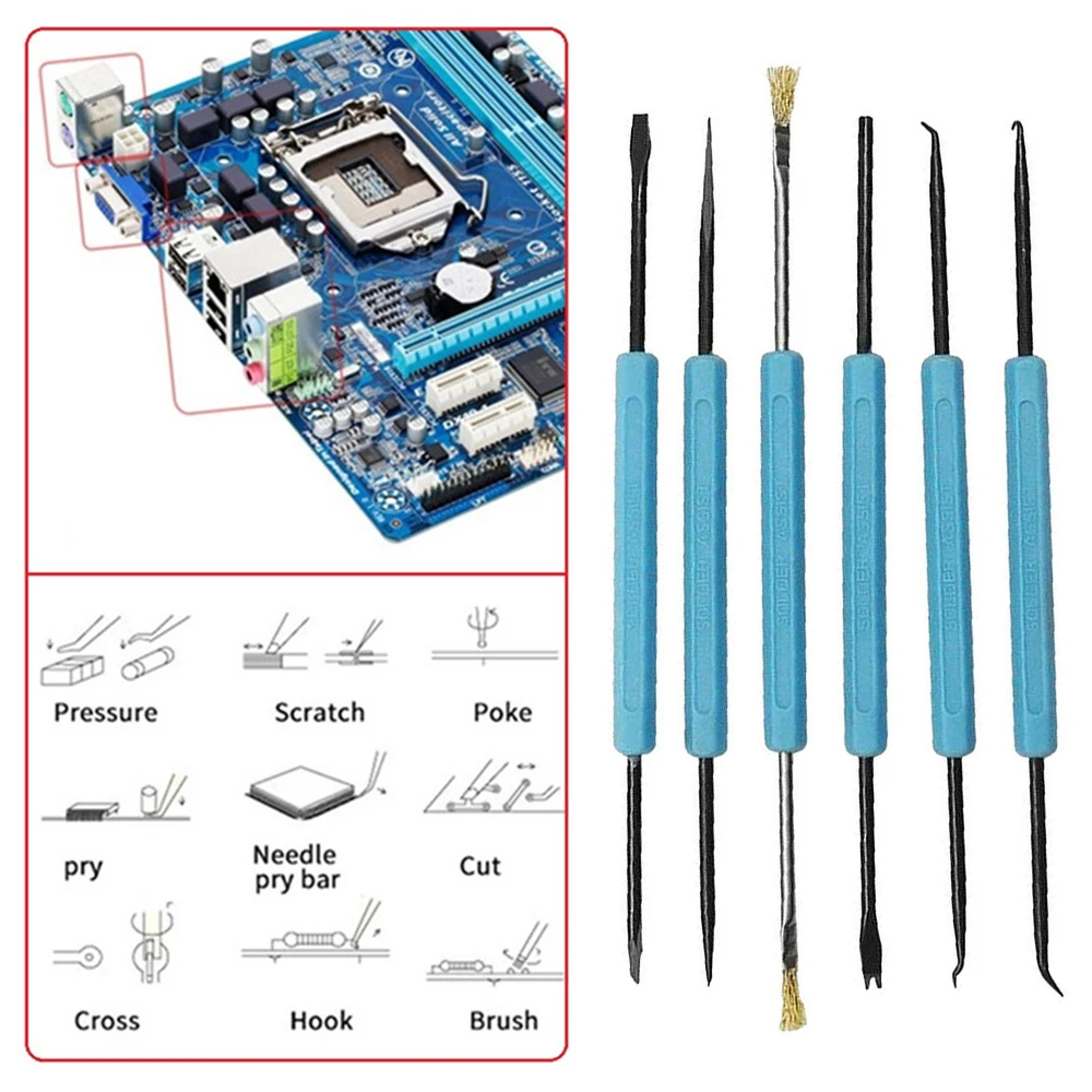 

6pcs Desoldering Aid Tool Cleaning Repair Tool Soldering Aid Assist Tools Set Circuit Board Soldering Welding Auxiliary Tool