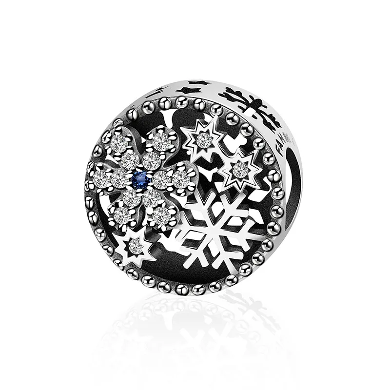 

New Arrived Hot Sale DIY Winter Collection 100% 925 Sterling Silver Snowflake Hollow Charm Original Design Bead 1161-1180