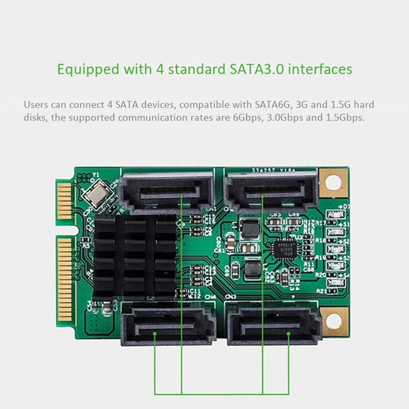 4 порта SATA III 6G Mini PCI Express Marvel 88SE9215 карта контроллера SATA3.0 Pci Ssd адаптер | Компьютеры и